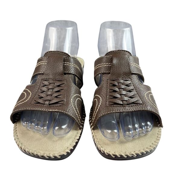 Cobbie Cuddlers Women's Barbara Sandals 8.5W Brown Leather Slip-On Comfort Shoes - Picture 4 of 13